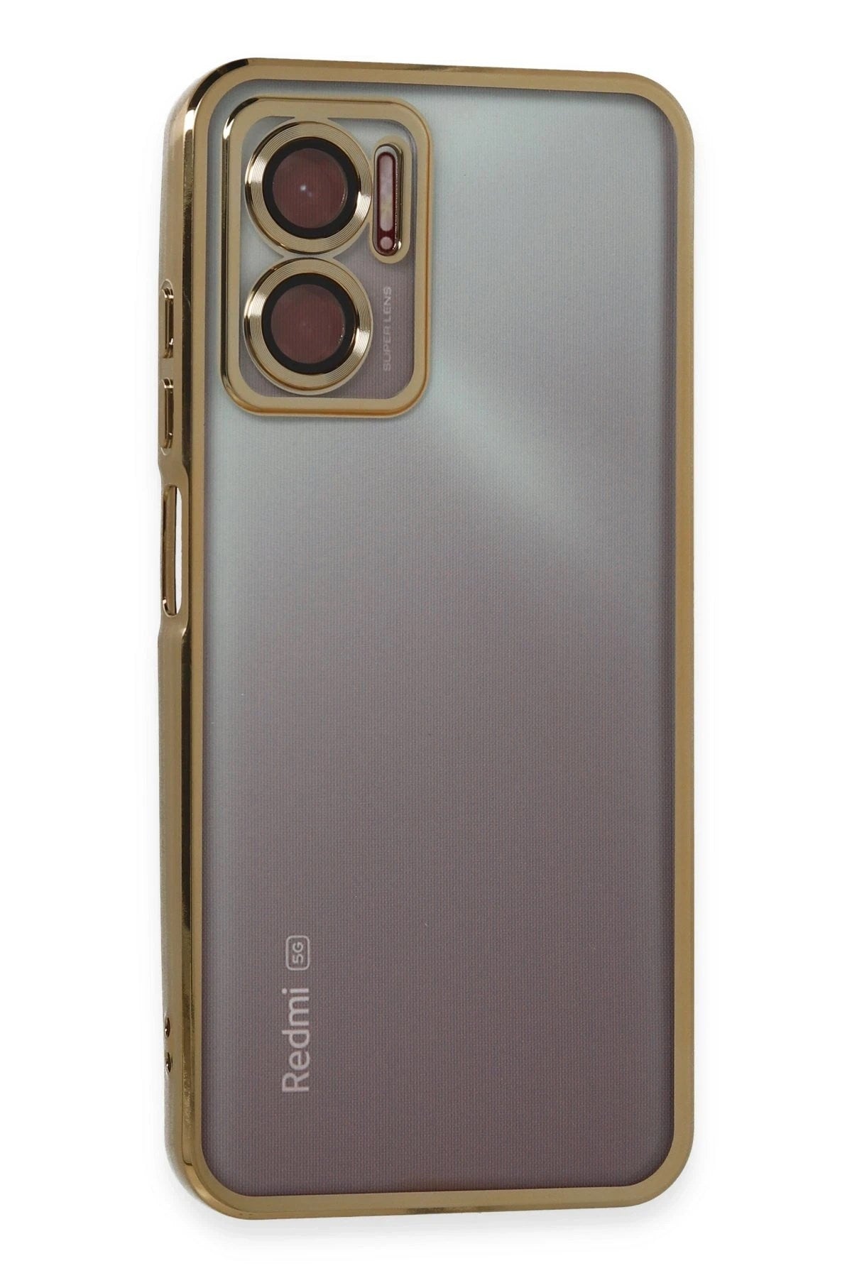 Mey İthalat® Redmi Note 11E Kılıf Lensli Silikon - Gold