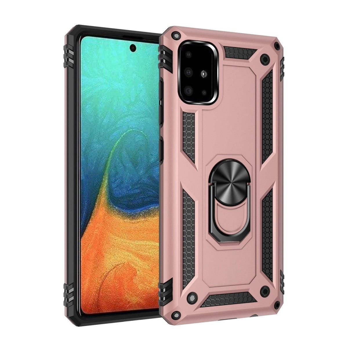 Mey İthalat® Samsung Galaxy A71 Kılıf Sofya Yüzüklü Silikon Kapak - Rose