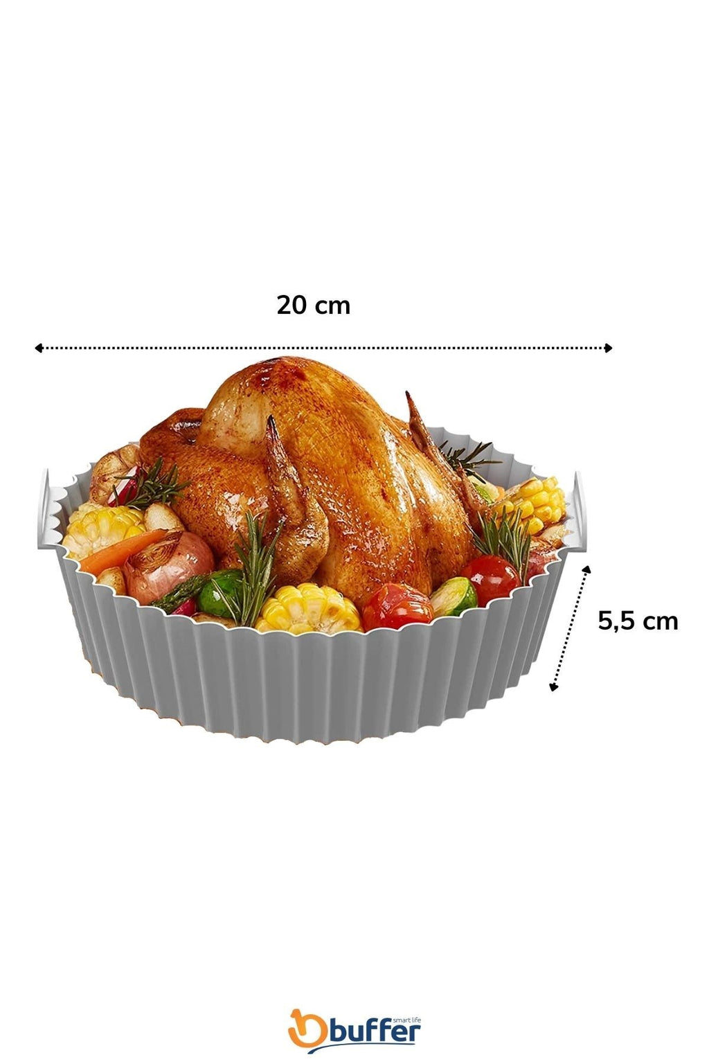 Renkli Isıya Dayanıklı Yıkanılabilir Silikon Fırın Ve Airfryer Yuvarlak Pişirme Matı 20 Cm