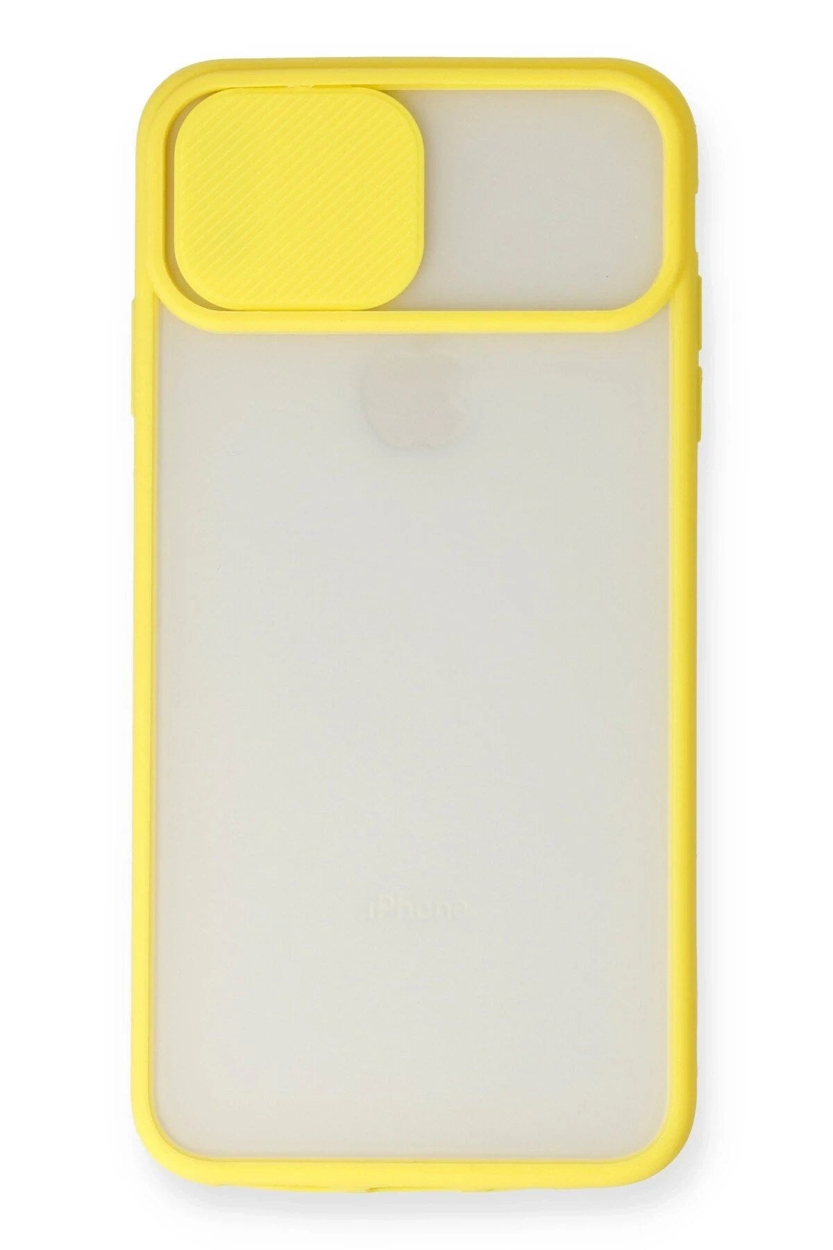 Mey İthalat® iPhone XS Max Kılıf Palm Buzlu Kamera Sürgülü Silikon - Sarı