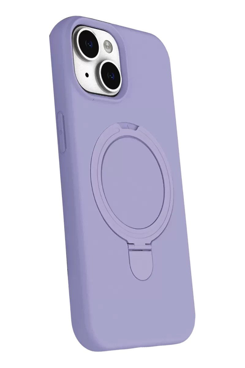 Mey İthalat® iPhone 15 Regal Magsafe Standlı Kapak - Lila