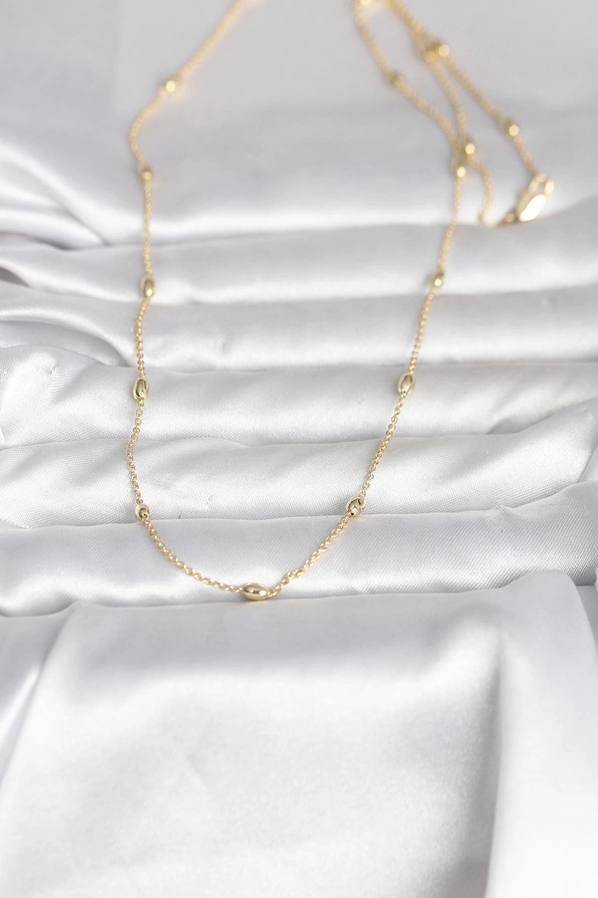 Mey İthalat® CM 14K Gold Renk Damla Topçuk Model Zincirli 60 cm Kadın Kolye