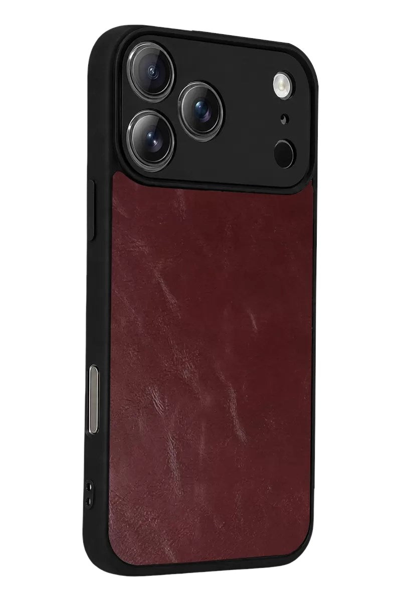 Mey İthalat® iPhone 17 Pro Max Aras Deri Kapak - Bordo