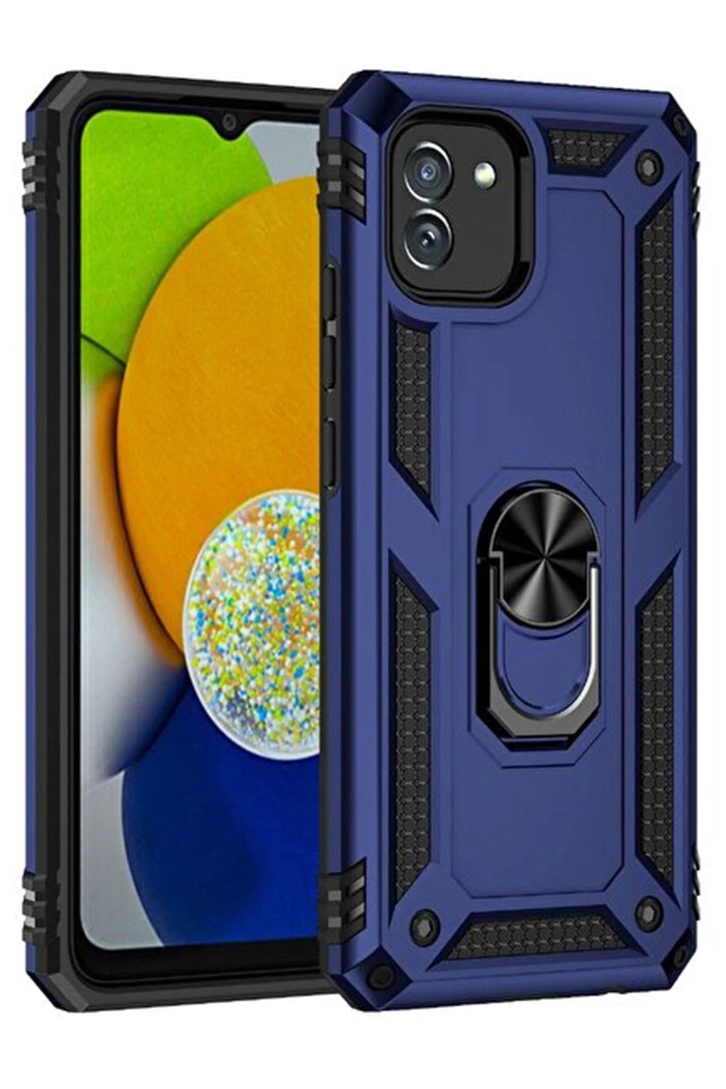 Mey İthalat® Samsung Galaxy A03 Kılıf Sofya Yüzüklü Silikon Kapak - Lacivert