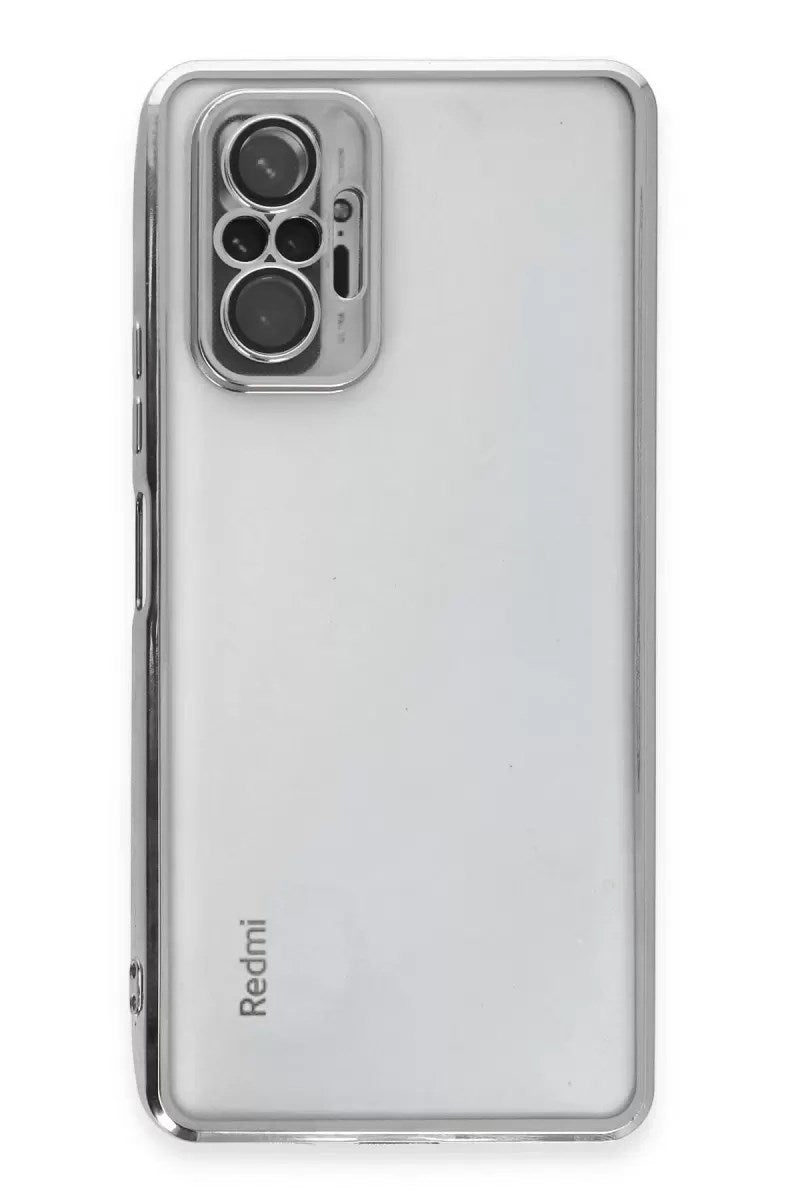 Mey İthalat® Redmi Note 10 Pro Kılıf Lensli Silikon - Gümüş