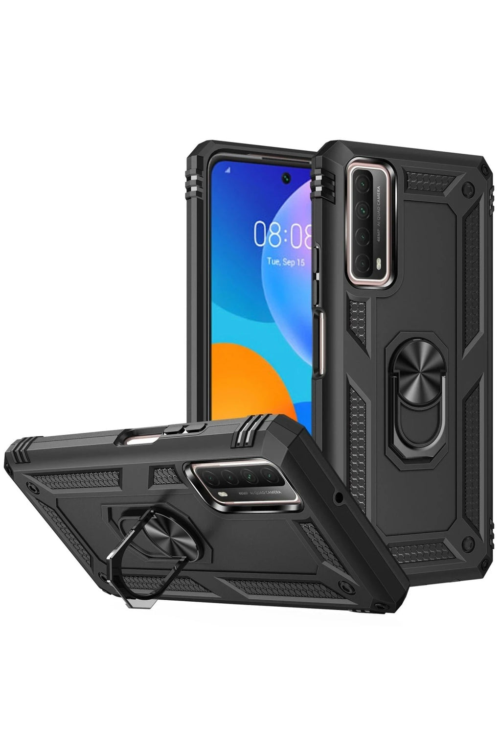 Mey İthalat® Huawei P Smart 2021 Kılıf Sofya Yüzüklü Silikon Kapak - Siyah