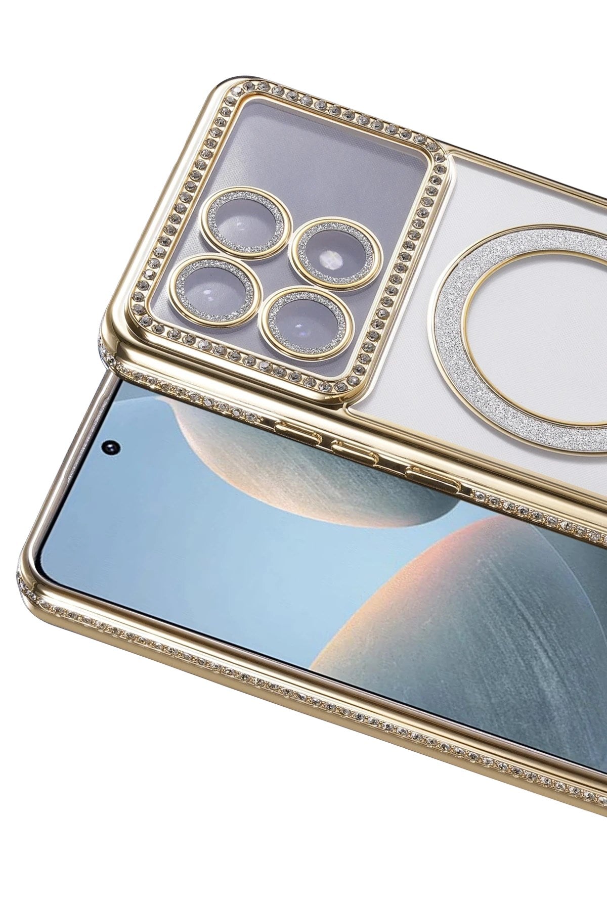 Mey İthalat® Poco X6 Pro Joke Simli Magneticsafe Kılıf - Gold