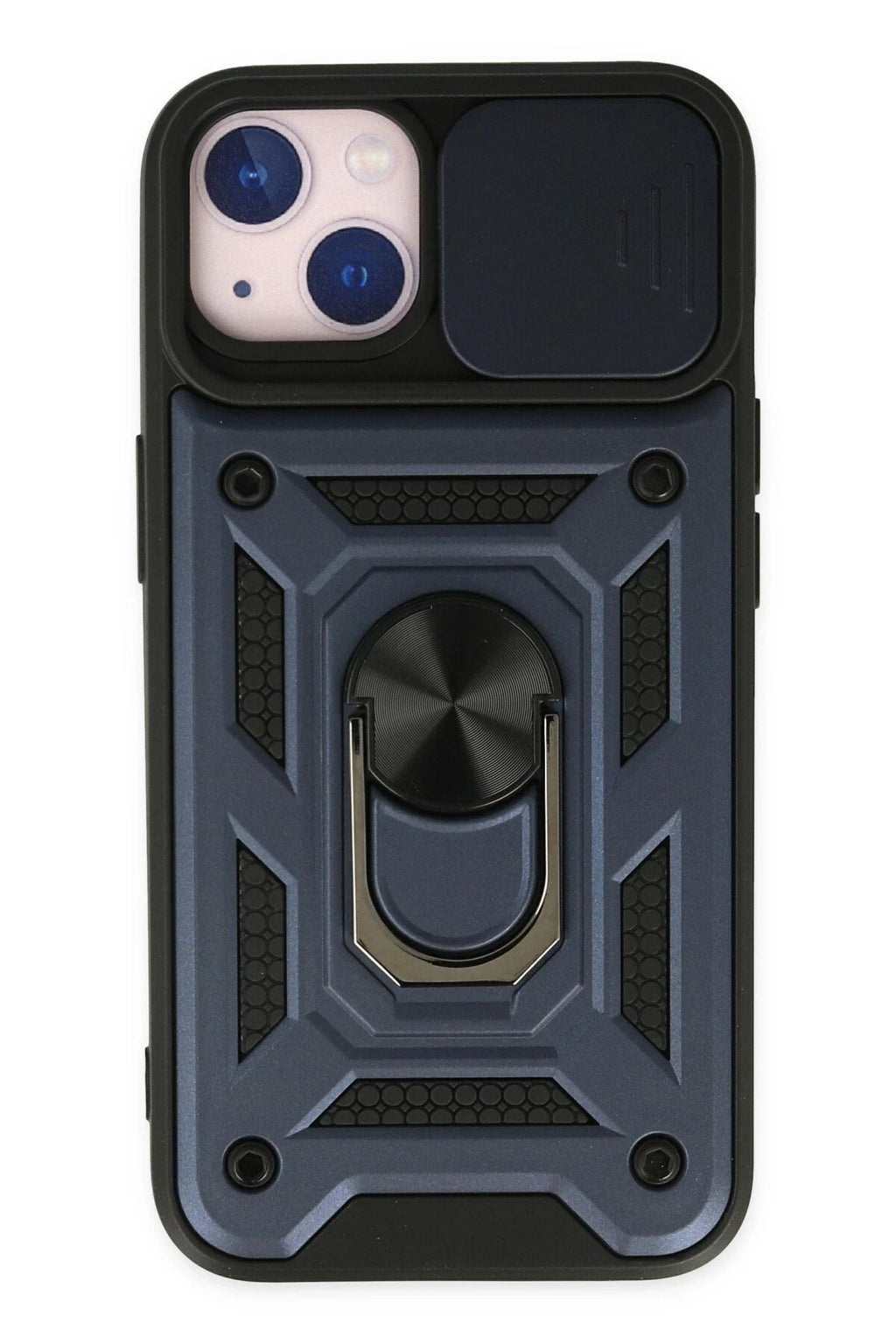 Mey İthalat® iPhone 14 Kılıf Pars Lens Yüzüklü Silikon - Lacivert
