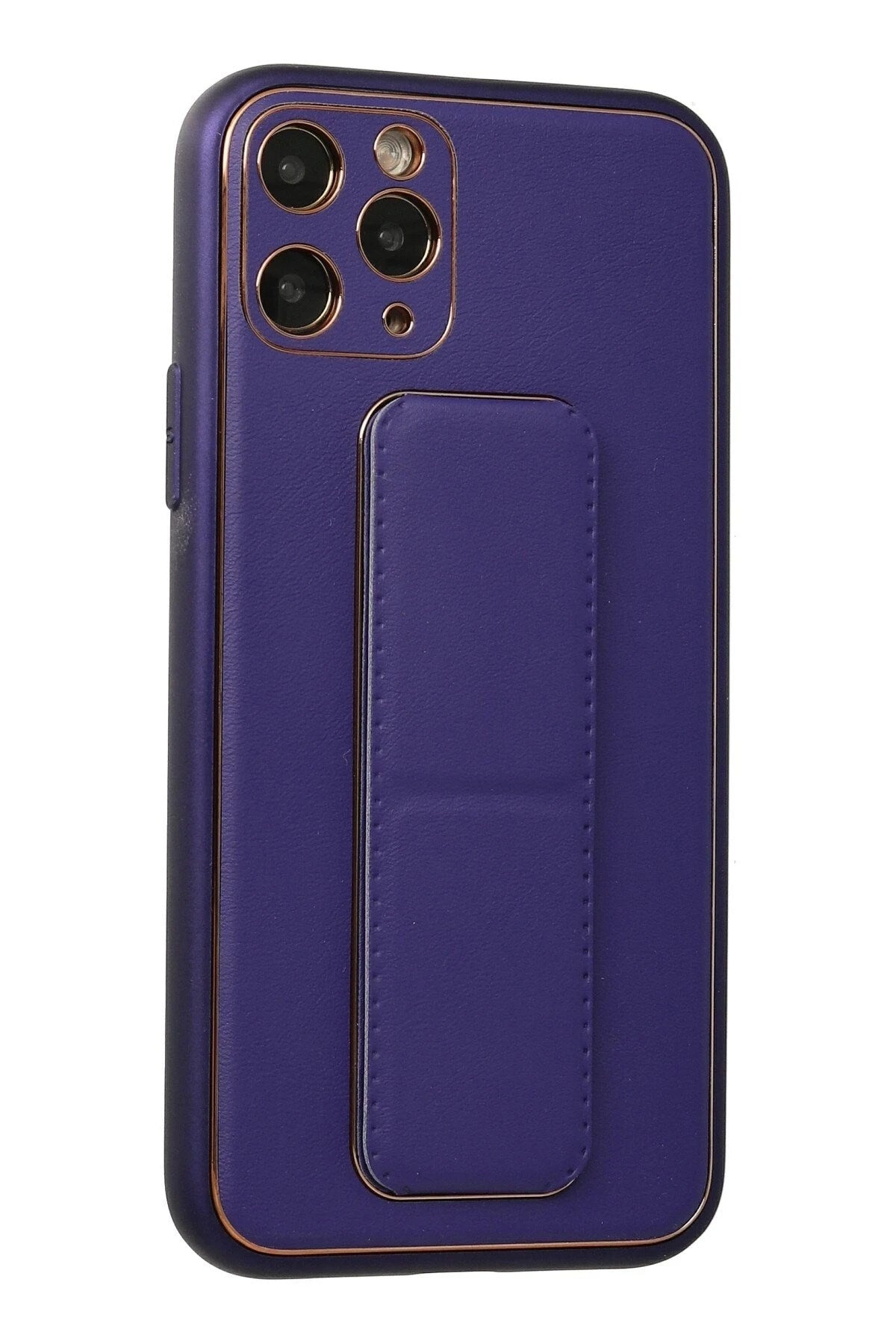 Mey İthalat® iPhone 11 Pro Kılıf Coco Deri Standlı Kapak - Mor