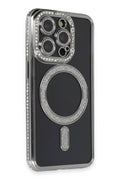 Mey İthalat® iPhone 14 Pro Max Kılıf Joke Simli Magneticsafe Kılıf - Gri