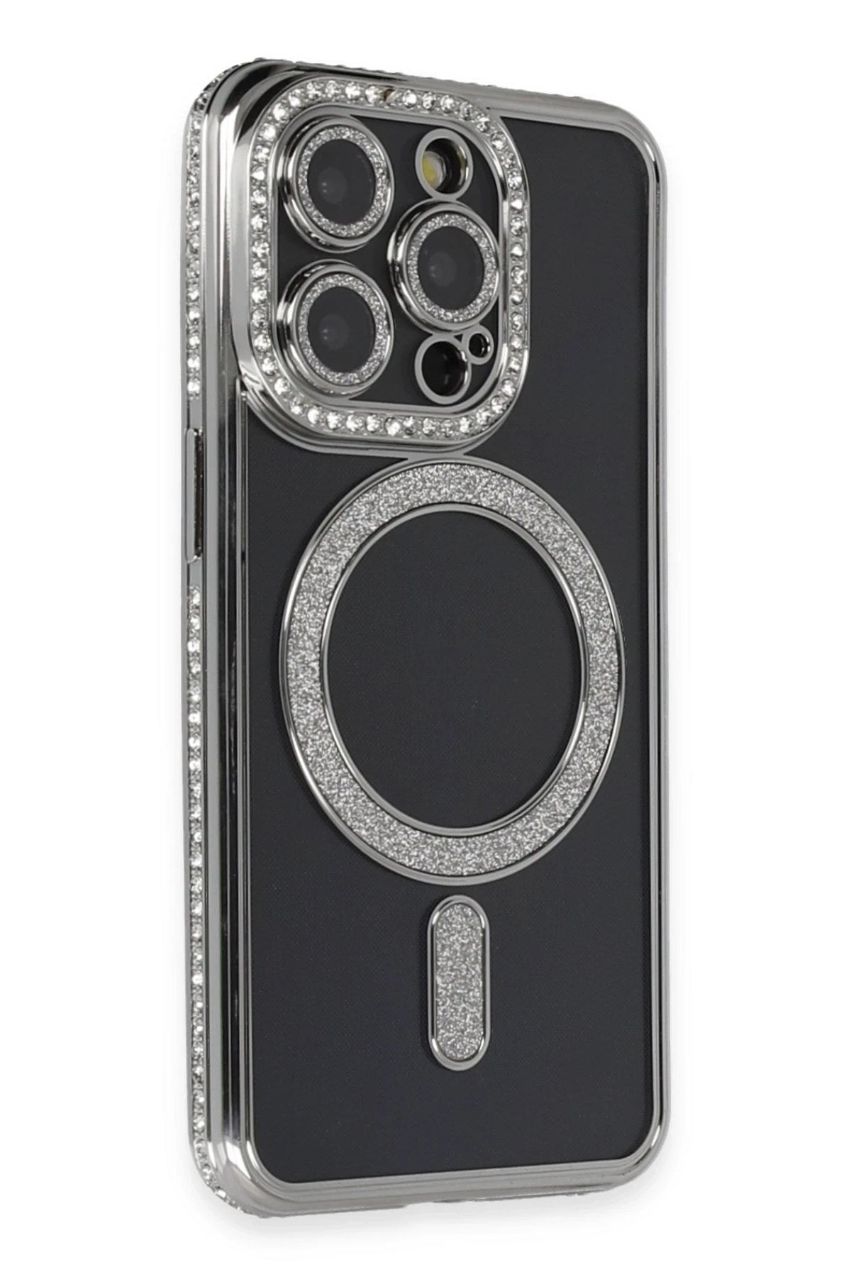 Mey İthalat® iPhone 14 Pro Max Kılıf Joke Simli Magneticsafe Kılıf - Gri