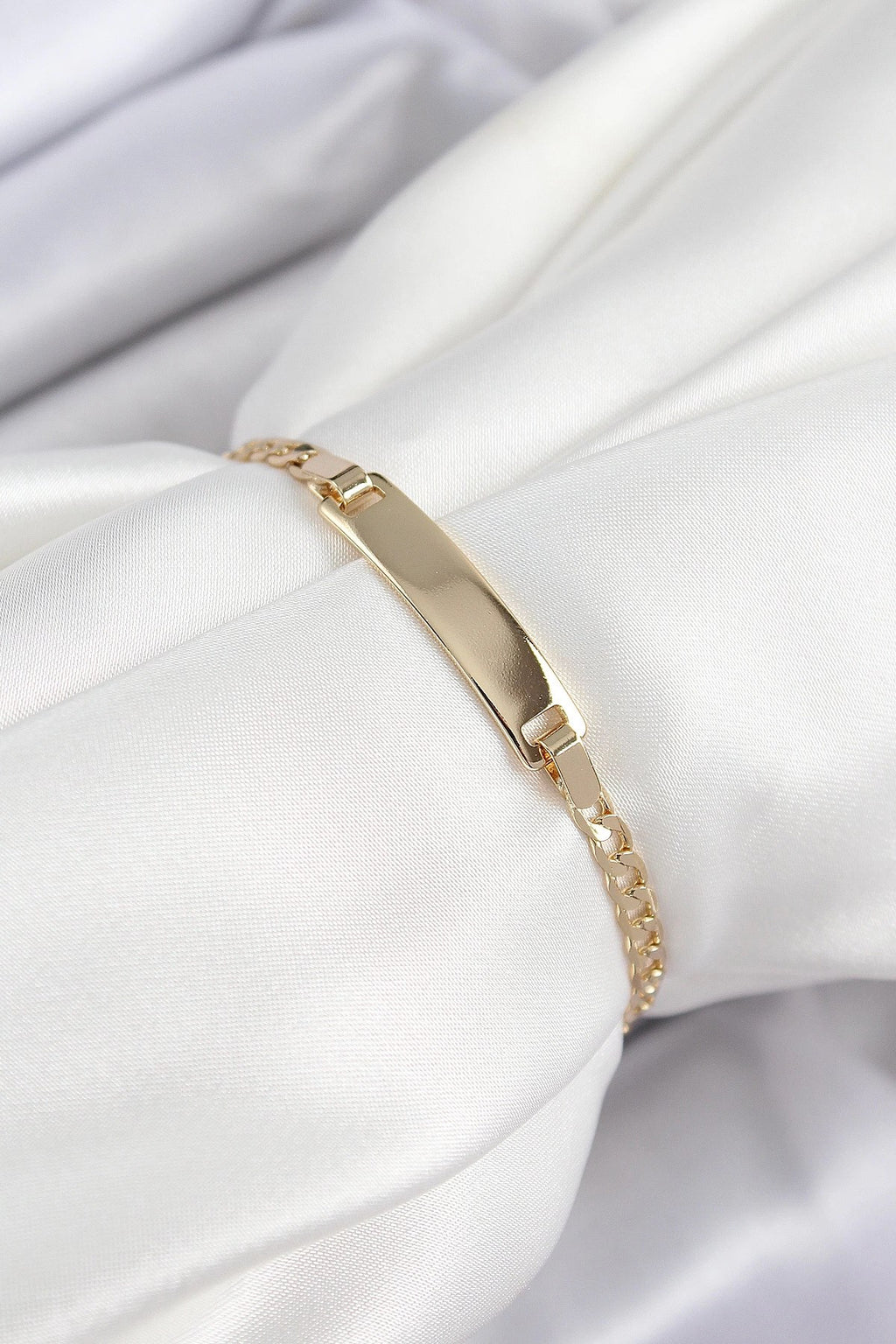 Mey İthalat® Pirinç Dikdörtgen Model Gold Renk Xuping Bebek Künyesi