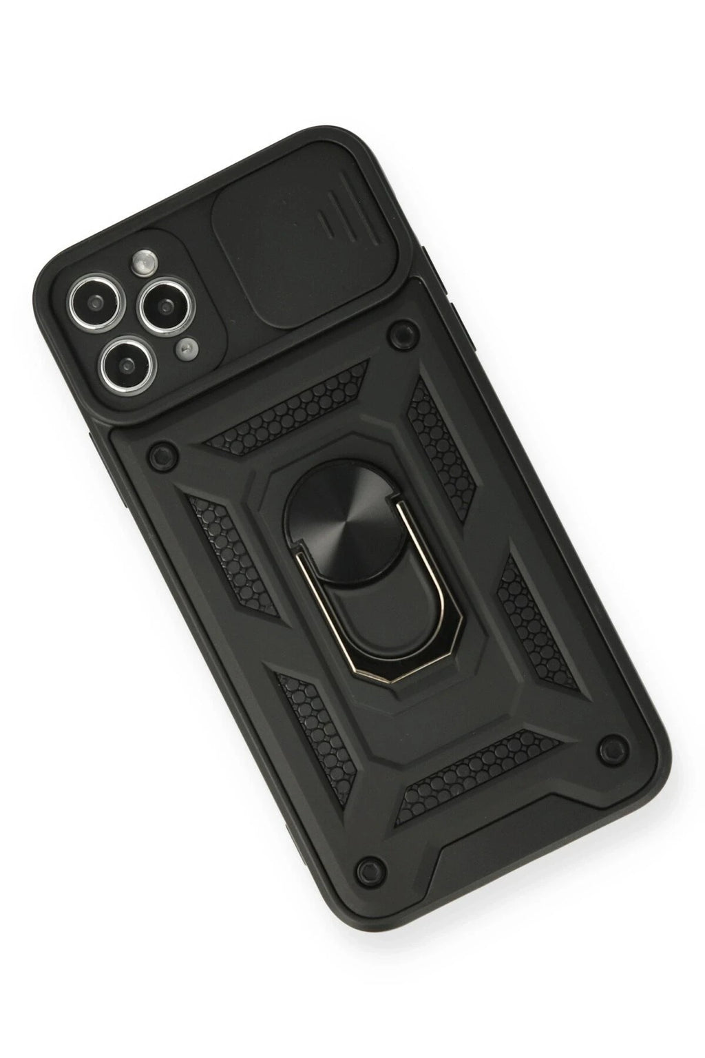 Mey İthalat® iPhone 11 Pro Max Kılıf Pars Lens Yüzüklü Silikon - Siyah