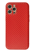 Mey İthalat® iPhone 12 Pro Kılıf Coco Karbon Silikon - Kırmızı