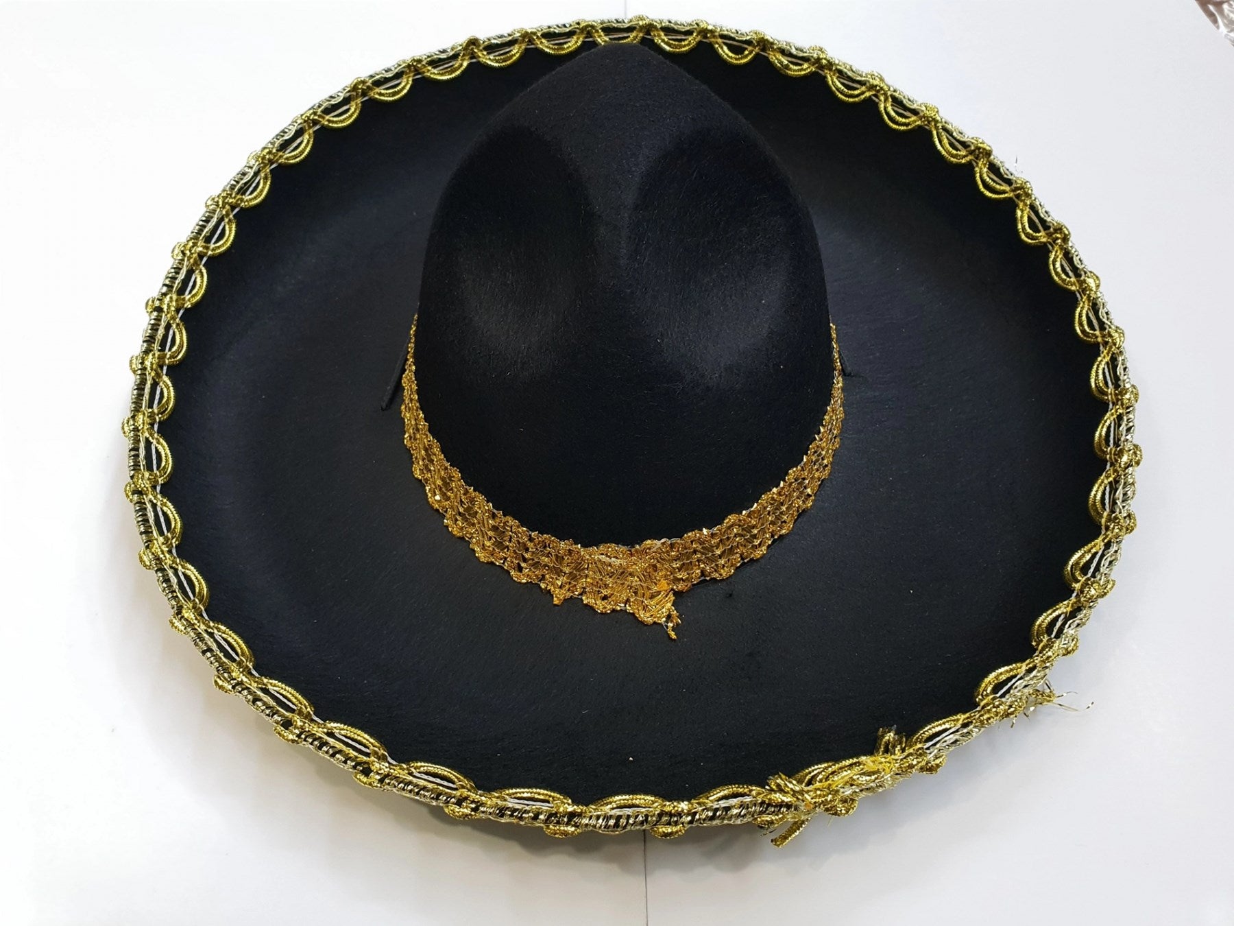 Mey İthalat® Altın Renk Şeritli Meksika Mariachi Latin Şapkası 55 cm Çocuk