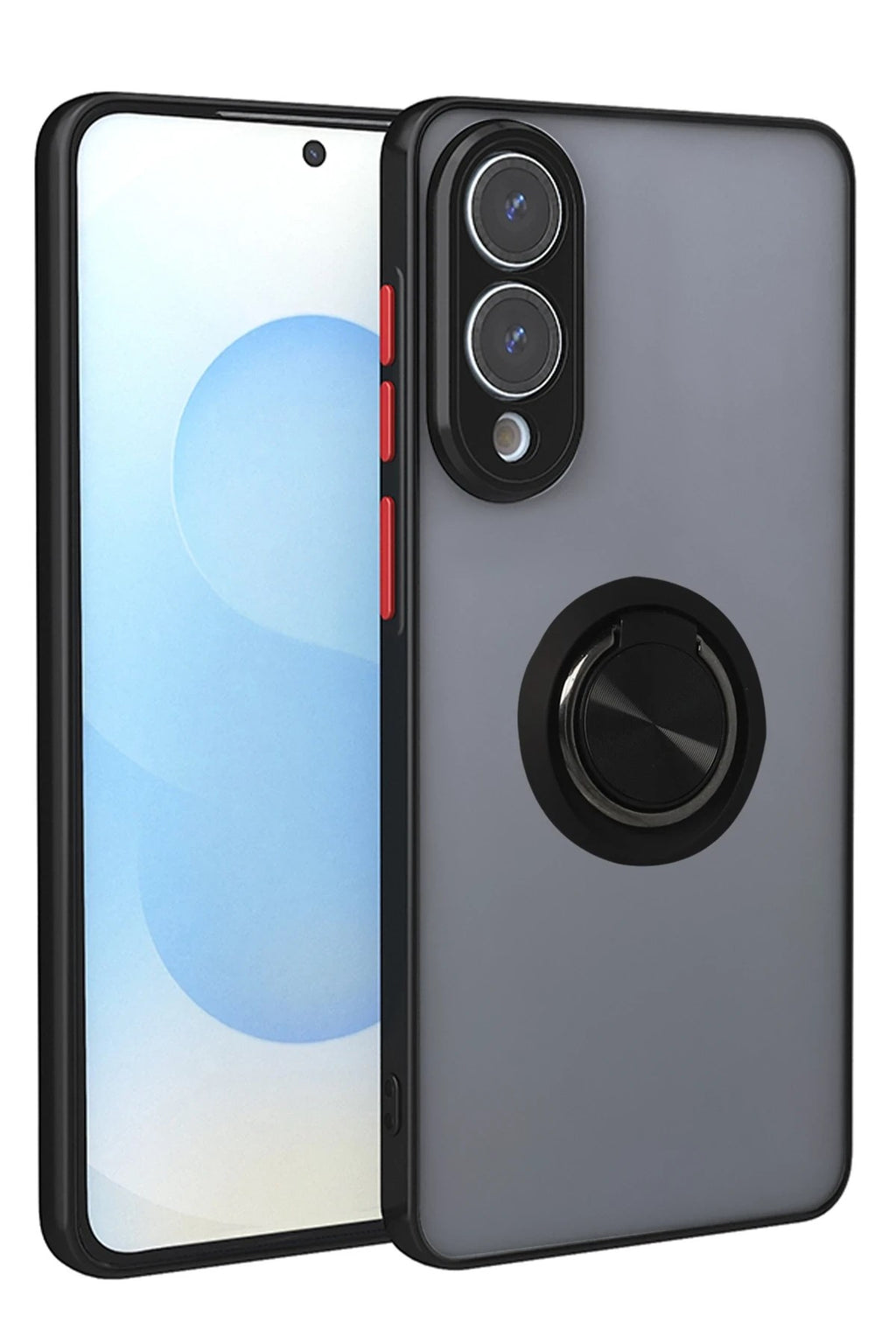 Mey İthalat® Samsung Galaxy S25 Edge Kılıf Montreal Yüzüklü Silikon Kapak - Siyah