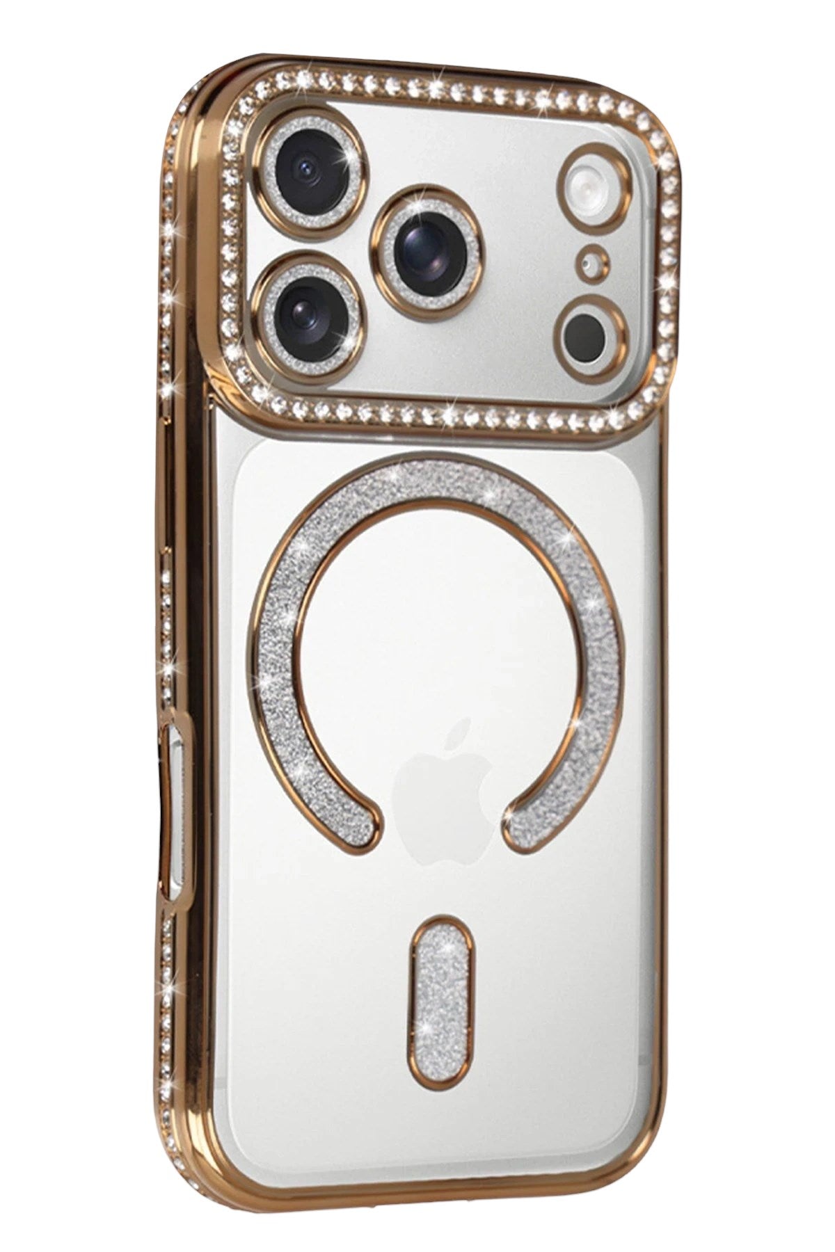 Mey İthalat® iPhone 17 Pro Max Joke Simli Magneticsafe Kılıf - Gold