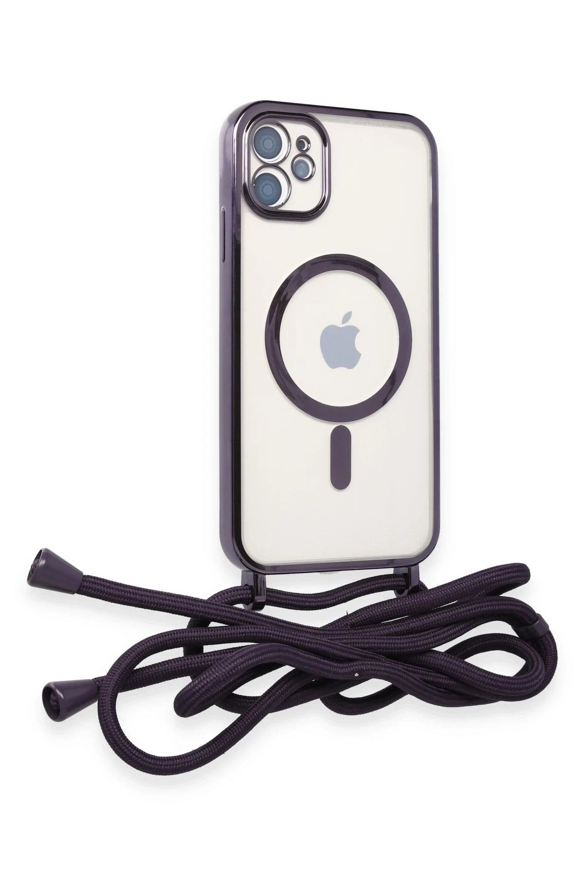 Mey İthalat® iPhone 11 Kılıf Divo Lazer Askılı Magsafe Kapak - Derin Mor