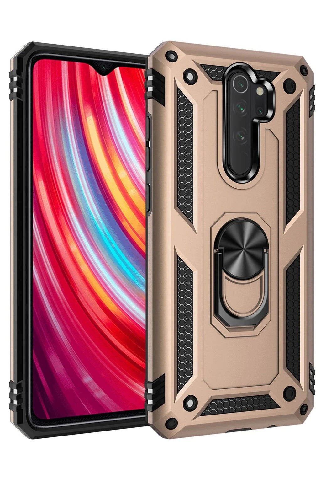 Mey İthalat® Redmi Note 8 Pro Kılıf Sofya Yüzüklü Silikon Kapak - Gold