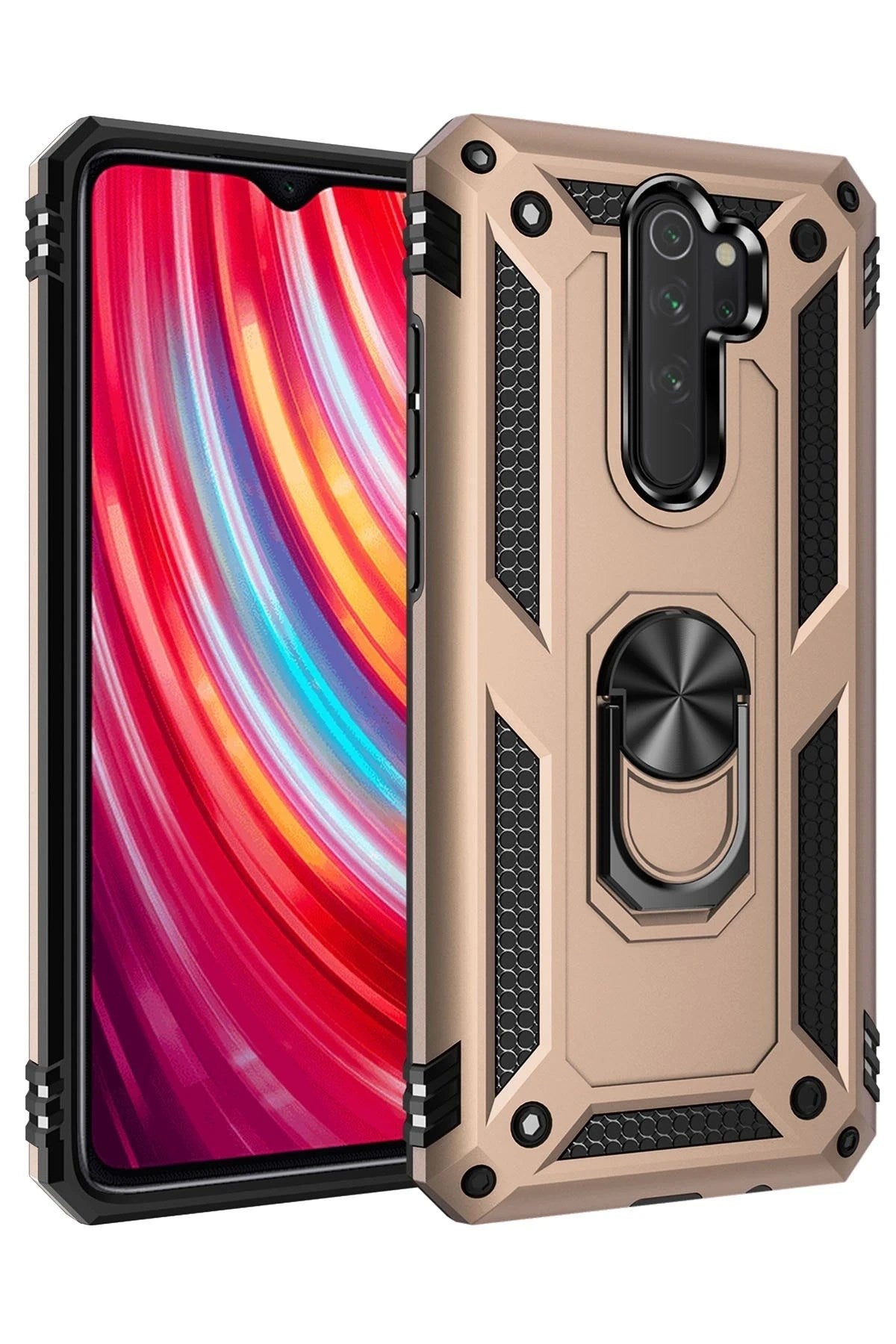 Mey İthalat® Redmi Note 8 Pro Kılıf Sofya Yüzüklü Silikon Kapak - Gold