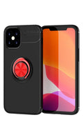 Mey İthalat® iPhone 12 Mini Kılıf Range Yüzüklü Silikon - Siyah-Kırmızı