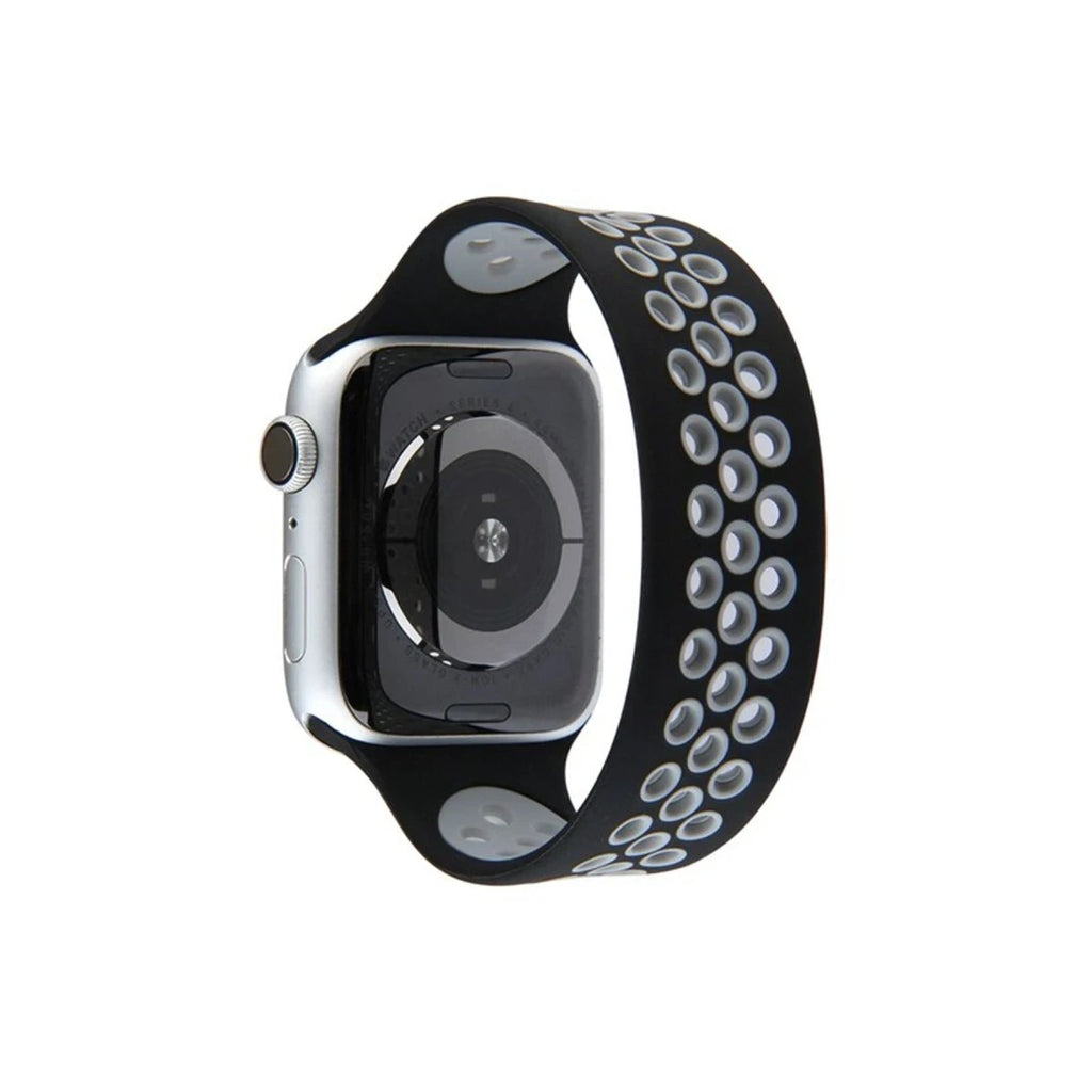 Mey İthalat® Watch 42mm Ayarlı Delikli Silikon Kordon - Siyah-Gri