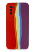 Mey İthalat® Samsung Galaxy A03S Kılıf Ebruli Lansman Silikon - Kırmızı-Mor