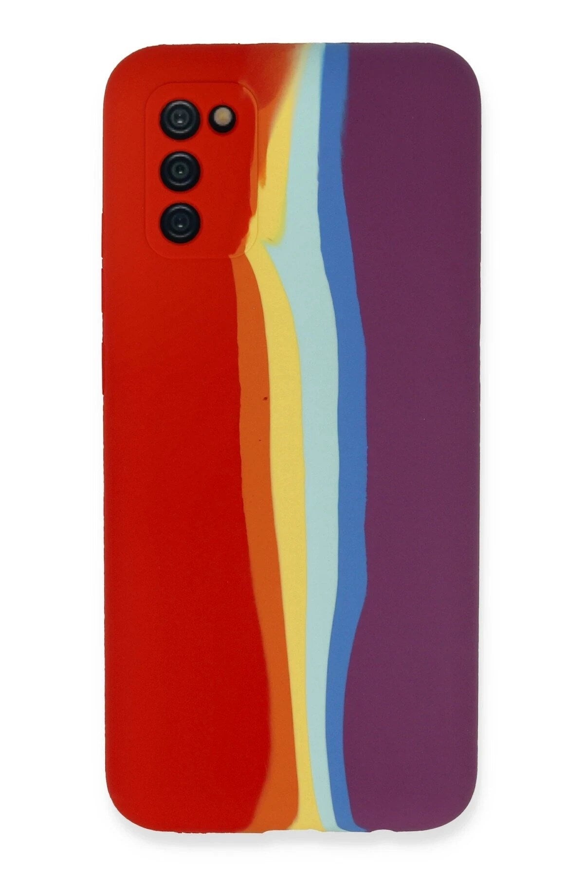Mey İthalat® Samsung Galaxy A03S Kılıf Ebruli Lansman Silikon - Kırmızı-Mor