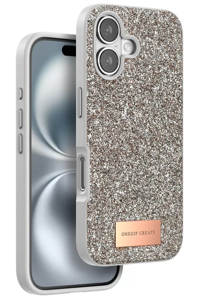 Mey İthalat® iPhone 16 Bright Simli Kapak - Gold