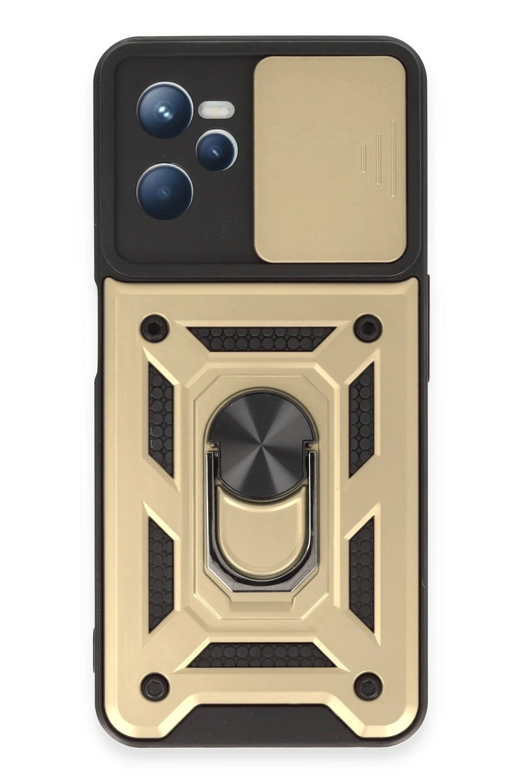 Mey İthalat® Realme C35 Kılıf Pars Lens Yüzüklü Silikon - Gold