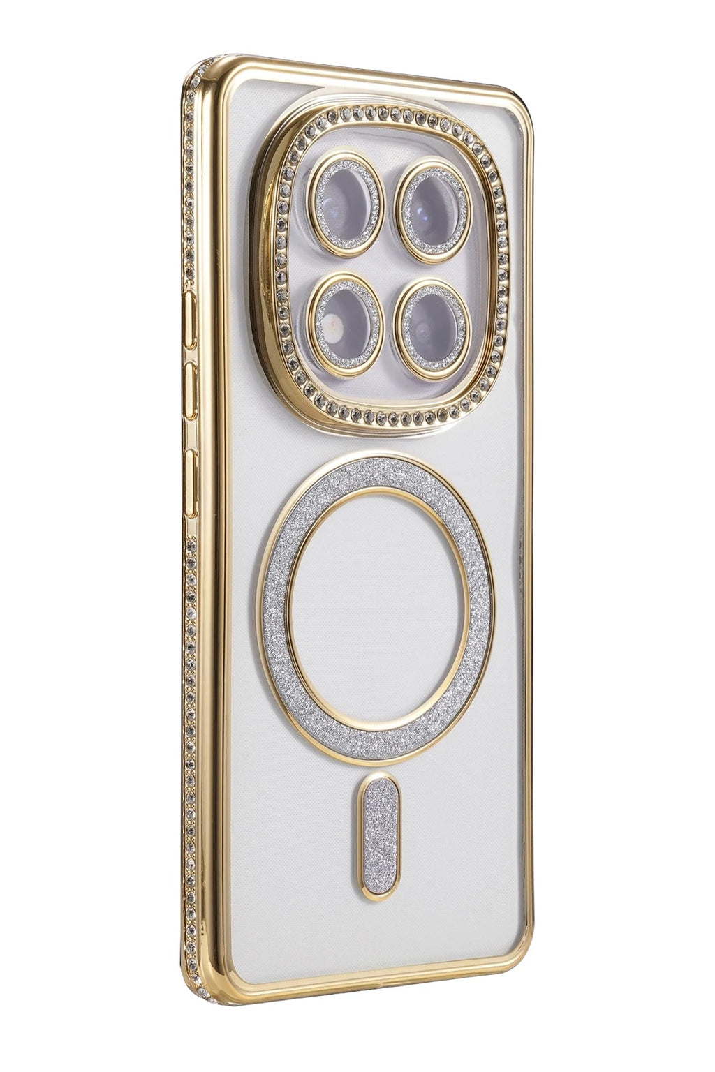Mey İthalat® Redmi Note 14 Pro 5G Joke Simli Magneticsafe Kılıf - Gold