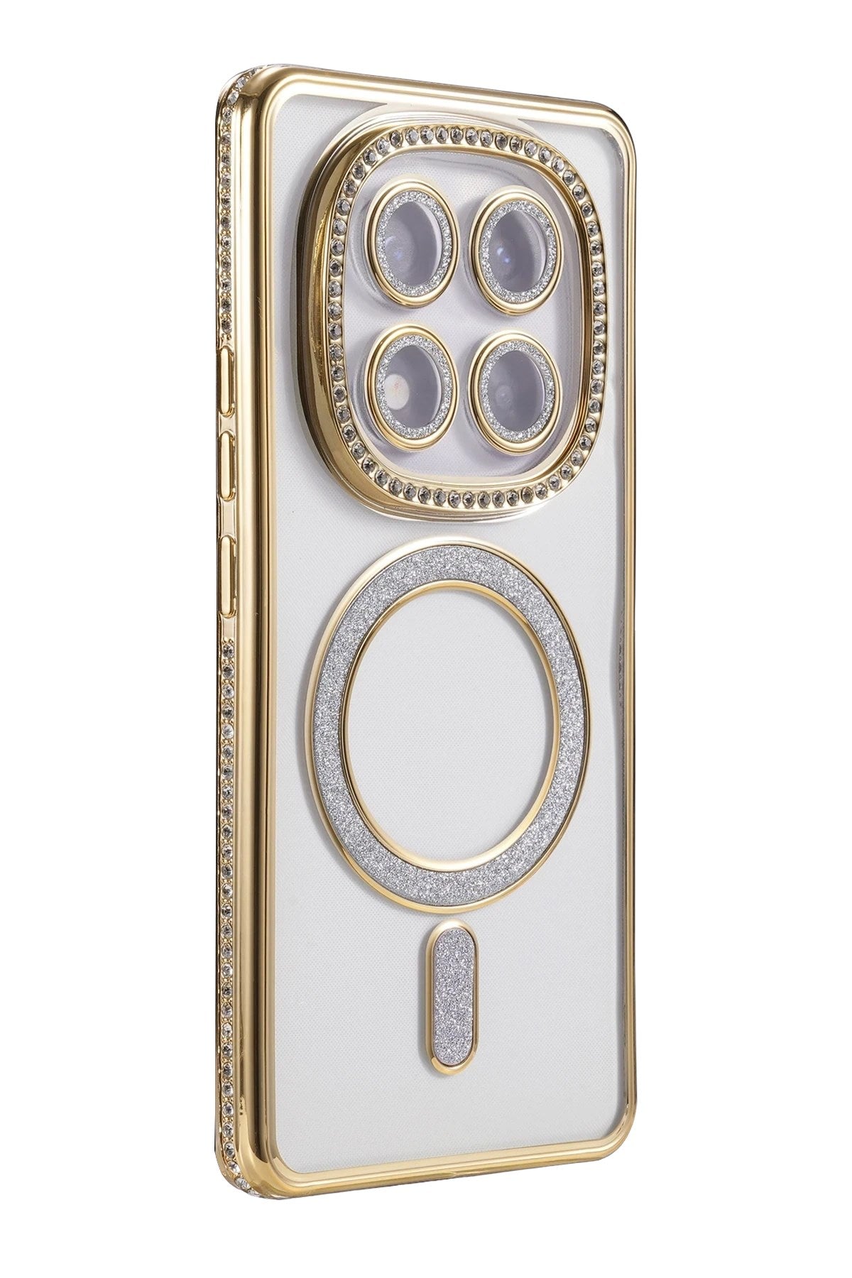 Mey İthalat® Redmi Note 14 Pro 5G Joke Simli Magneticsafe Kılıf - Gold