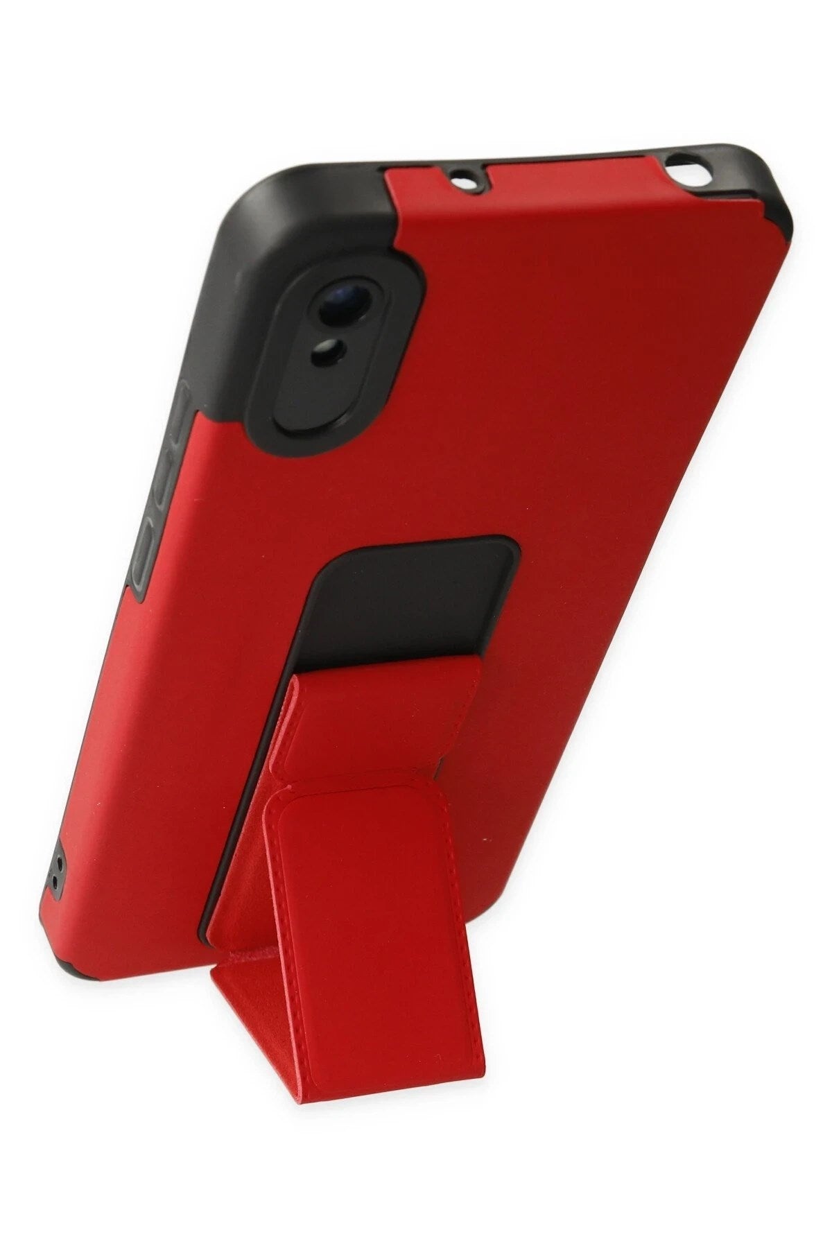 Mey İthalat® Redmi 9A Kılıf Mega Standlı Silikon - Kırmızı