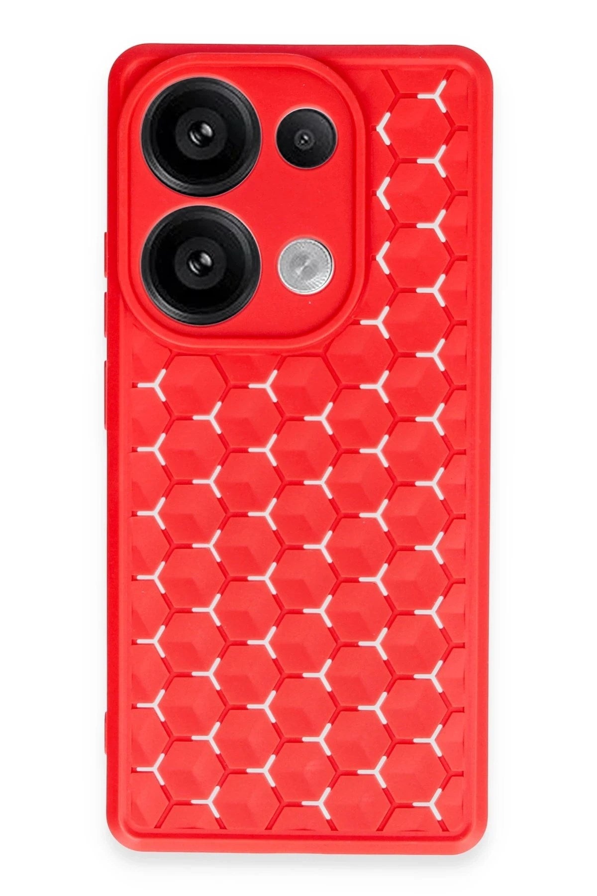 Mey İthalat® Redmi Note 13 Pro 4G Kılıf Petek Silikon Kapak - Kırmızı