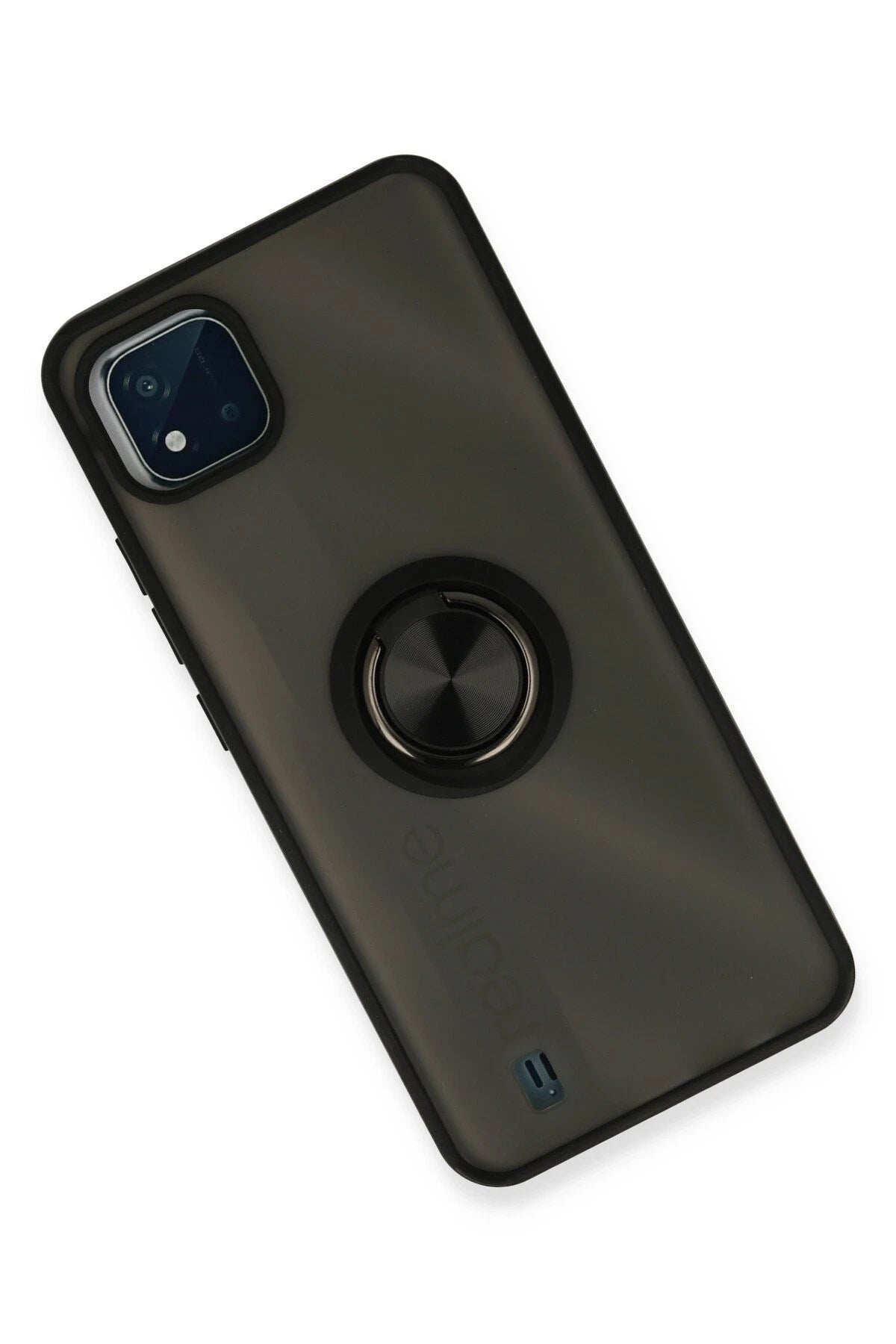 Mey İthalat® Realme C11 2021 Kılıf Montreal Yüzüklü Silikon Kapak - Siyah