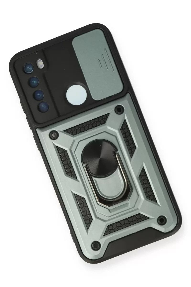 Mey İthalat® Redmi Note 8 Kılıf Pars Lens Yüzüklü Silikon - Yeşil