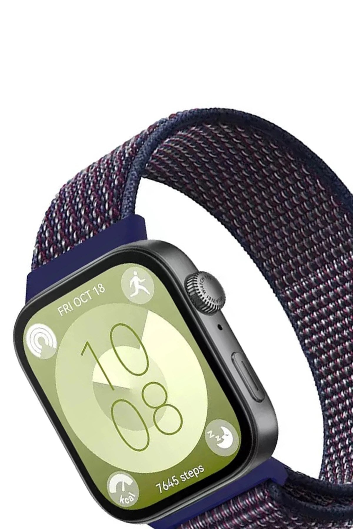 Mey İthalat® Huawei Fit 4 Hasırlı Cırtcırtlı Kordon - Mavi-Beyaz