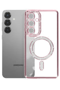 Mey İthalat® Samsung Galaxy S26 Joke Simli Magneticsafe Kılıf - Pembe