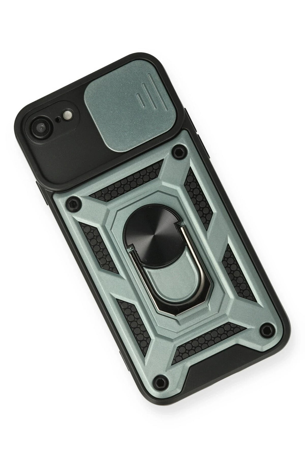 Mey İthalat® iPhone 7 Kılıf Pars Lens Yüzüklü Silikon - Yeşil