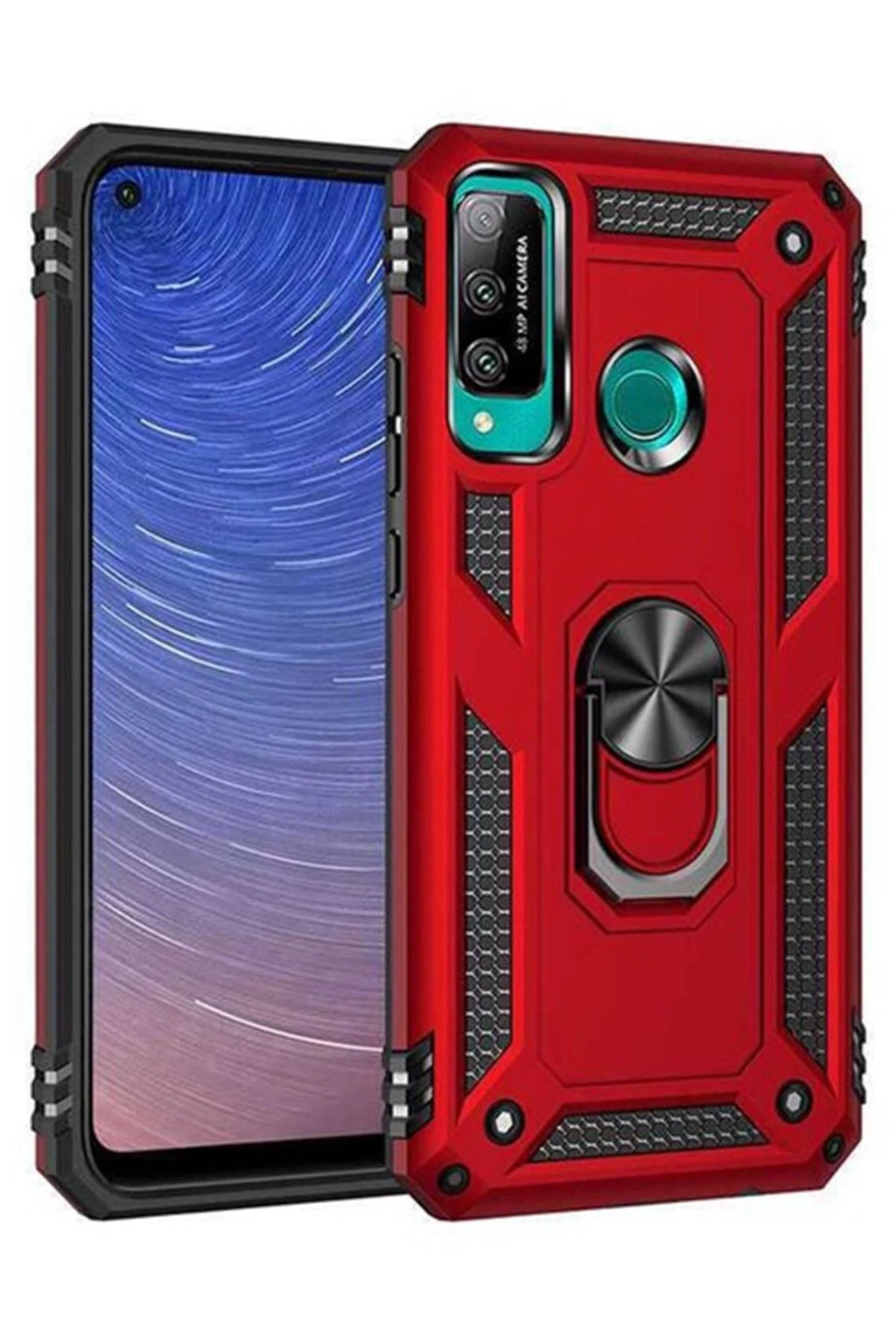Mey İthalat® Huawei P40 Lite E Kılıf Sofya Yüzüklü Silikon Kapak - Kırmızı