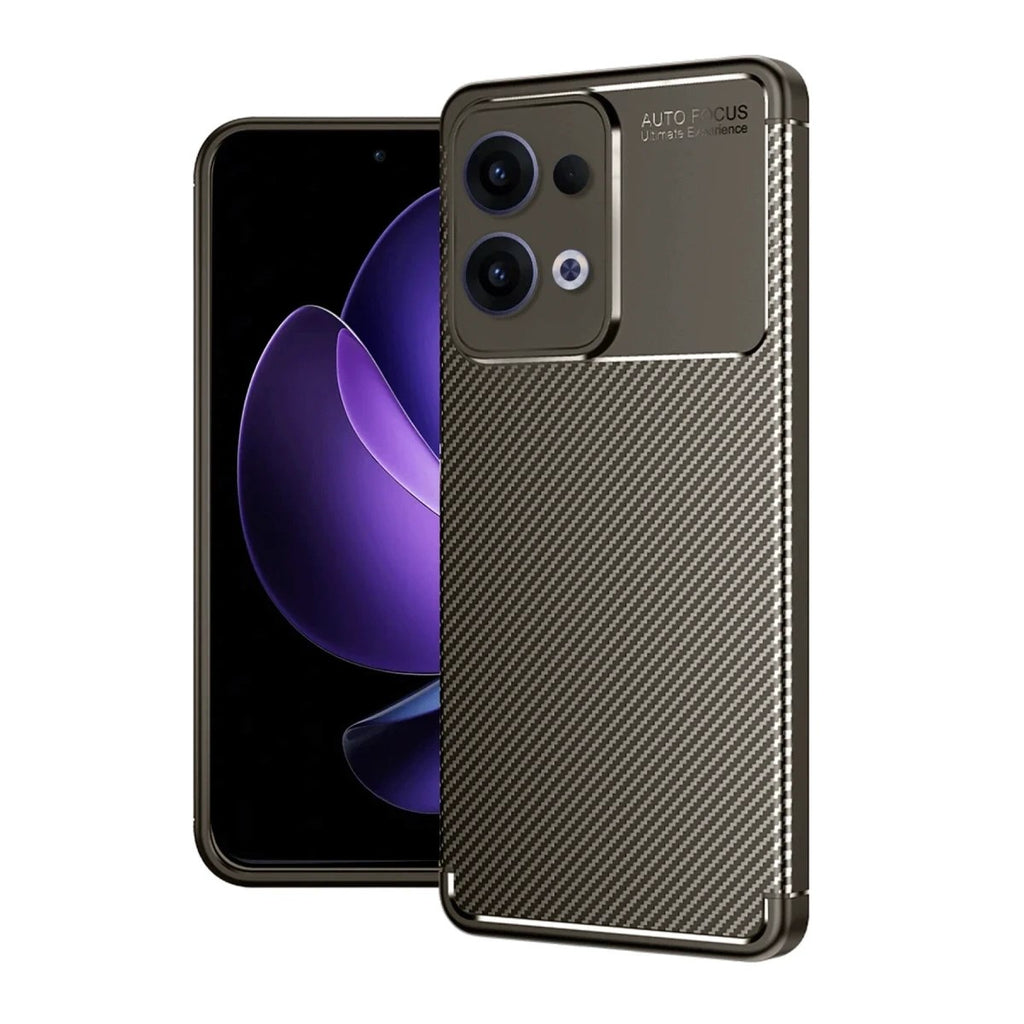 Mey İthalat® Reno 13 Pro Kılıf Auto Focus Karbon Kapak - Kahverengi