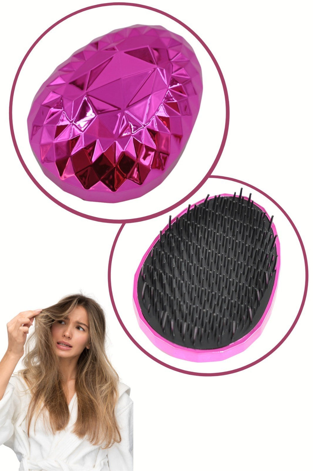 Neon Pembe Düzleştirici Tarak Geniş AralıklıHer Saç Tipine Uygun Fırçalı Saç Düzleştirici