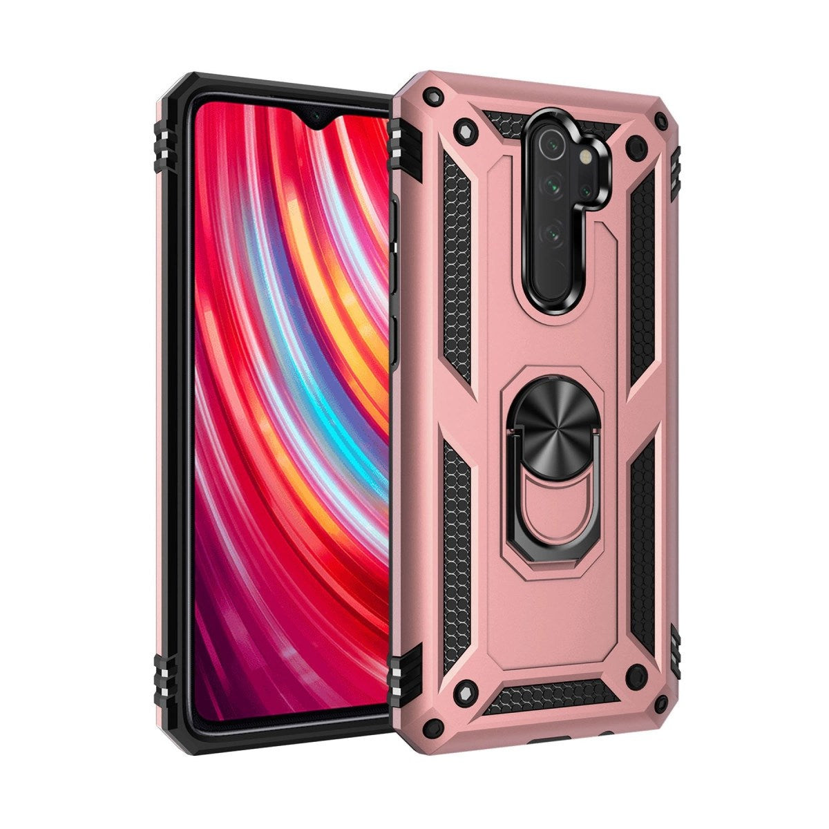 Mey İthalat® Redmi Note 8 Pro Kılıf Sofya Yüzüklü Silikon Kapak - Rose