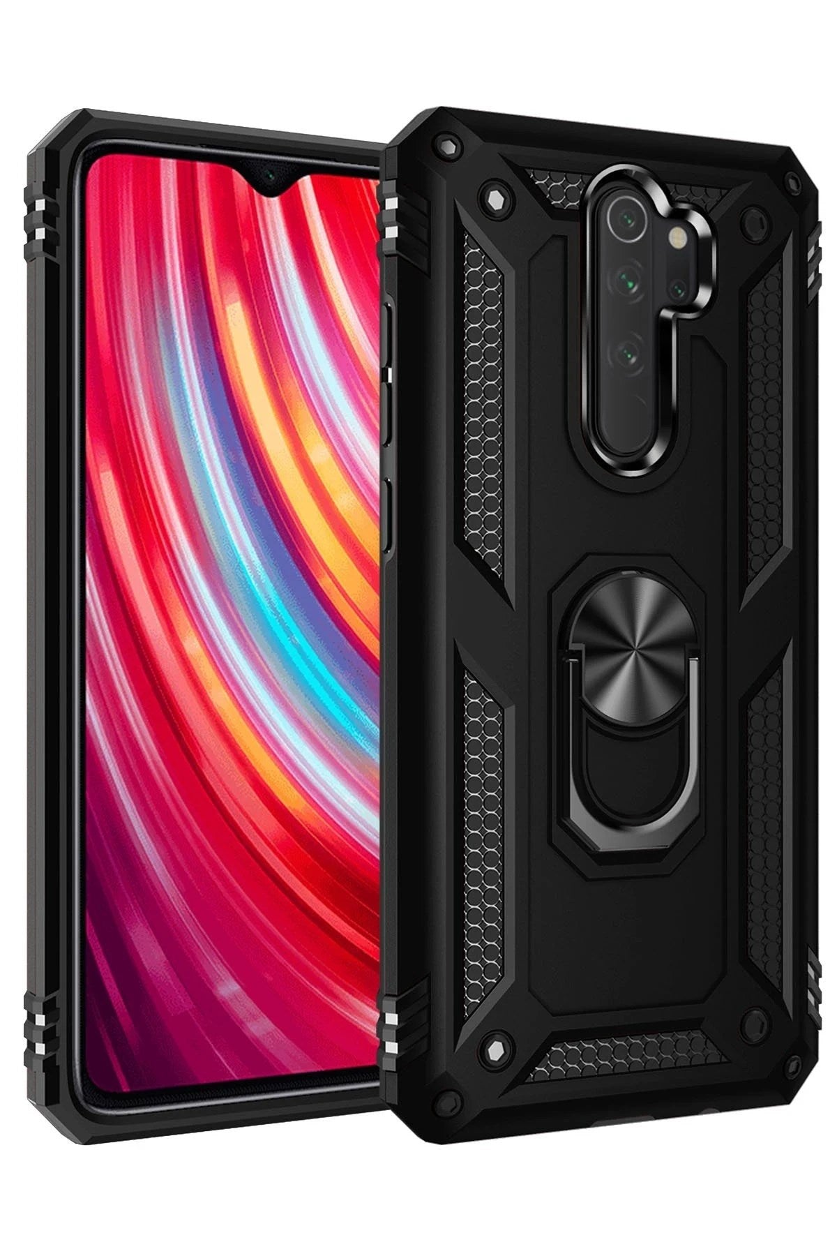 Mey İthalat® Redmi Note 8 Pro Kılıf Sofya Yüzüklü Silikon Kapak - Siyah