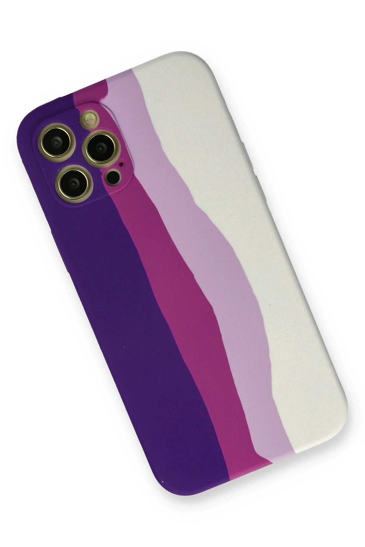 Mey İthalat® iPhone 12 Pro Max Kılıf Ebruli Lansman Silikon - Mor-Beyaz