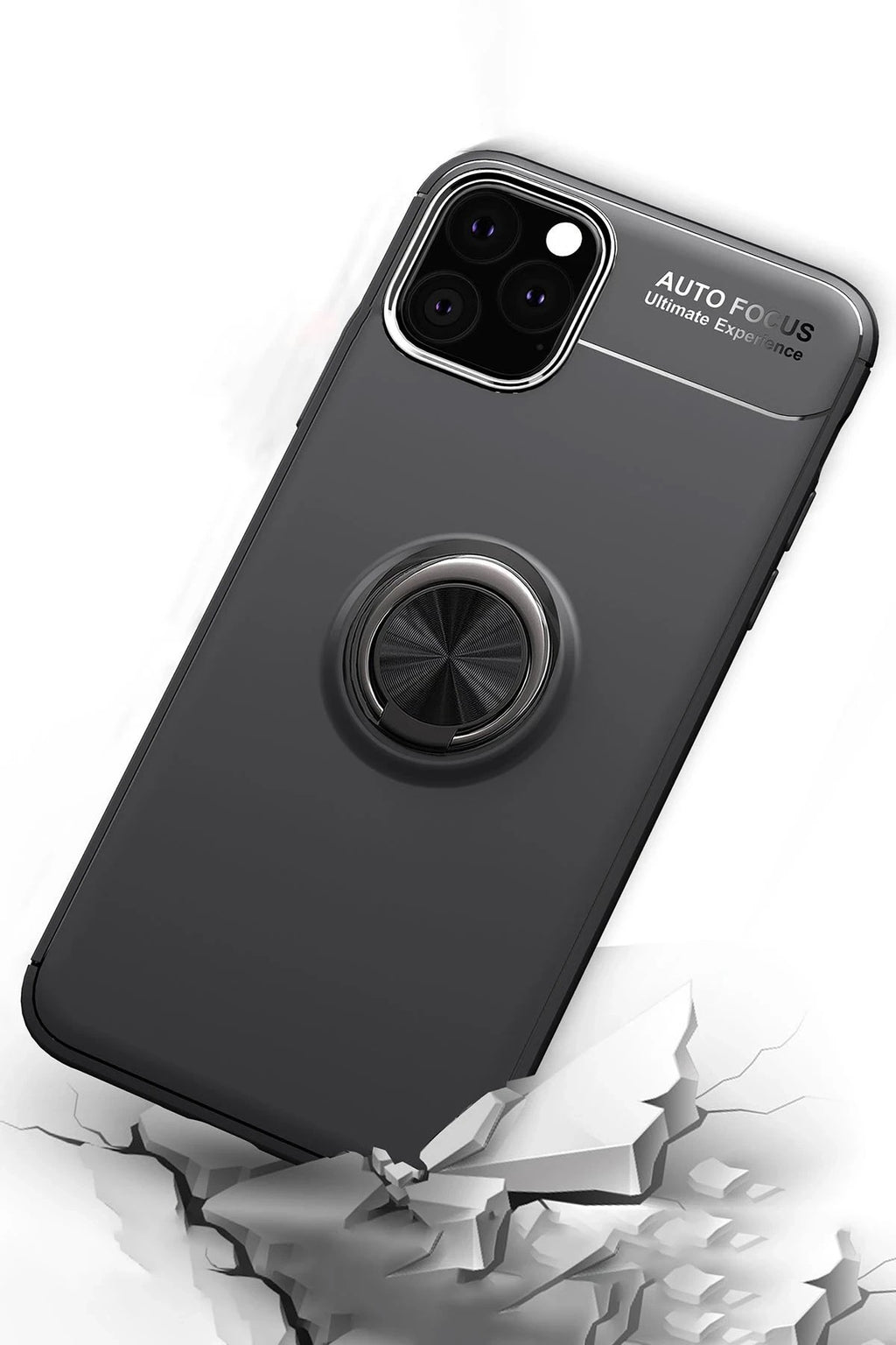 Mey İthalat® iPhone 11 Pro Kılıf Range Yüzüklü Silikon - Siyah-Mavi