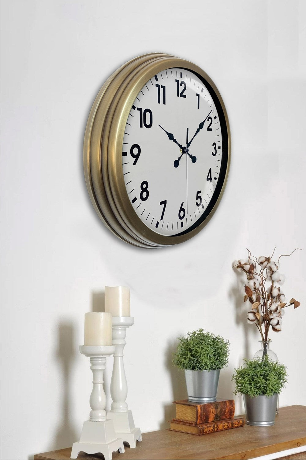 Eskitme Standart 40 Cm Metal Klasik Duvar Saati