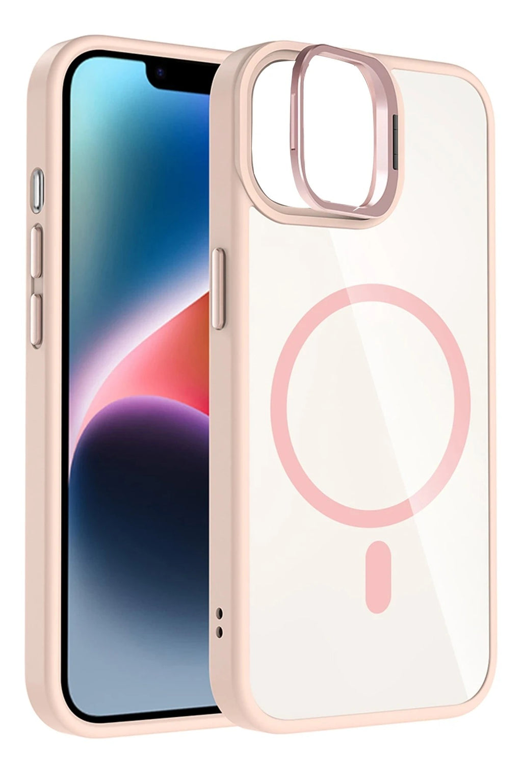 Mey İthalat® iPhone 11 Remim Lensli Magsafe Standlı Kapak - Pembe