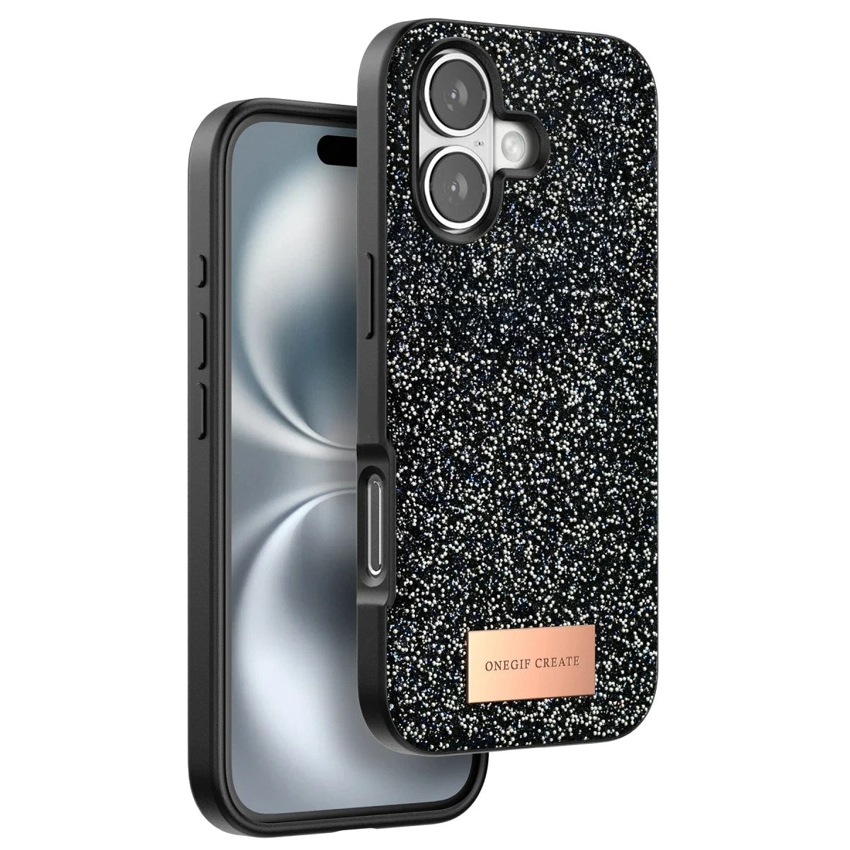 Mey İthalat® iPhone 16 Plus Bright Simli Kapak - Siyah
