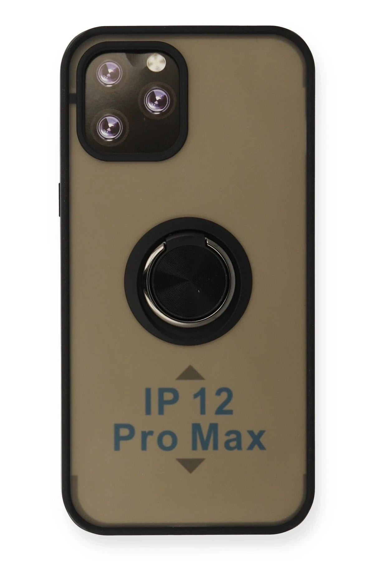 Mey İthalat® iPhone 12 Pro Kılıf Montreal Yüzüklü Silikon Kapak - Siyah